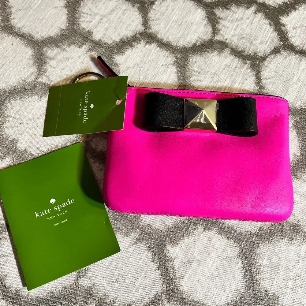 Kate Spade Pink Bow Key chain Wallet/ Lucie Bow